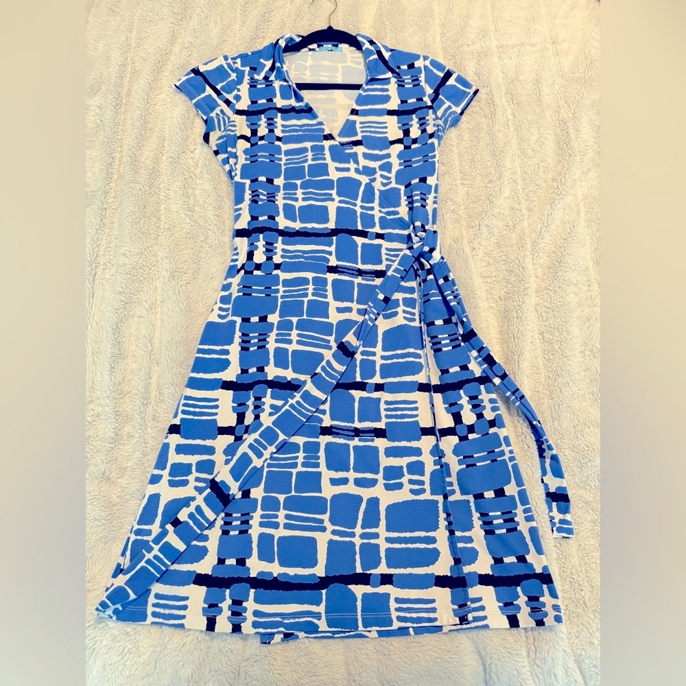 J. McLaughlin Geometric Wrap Dress, Catalina Cloth, in XS